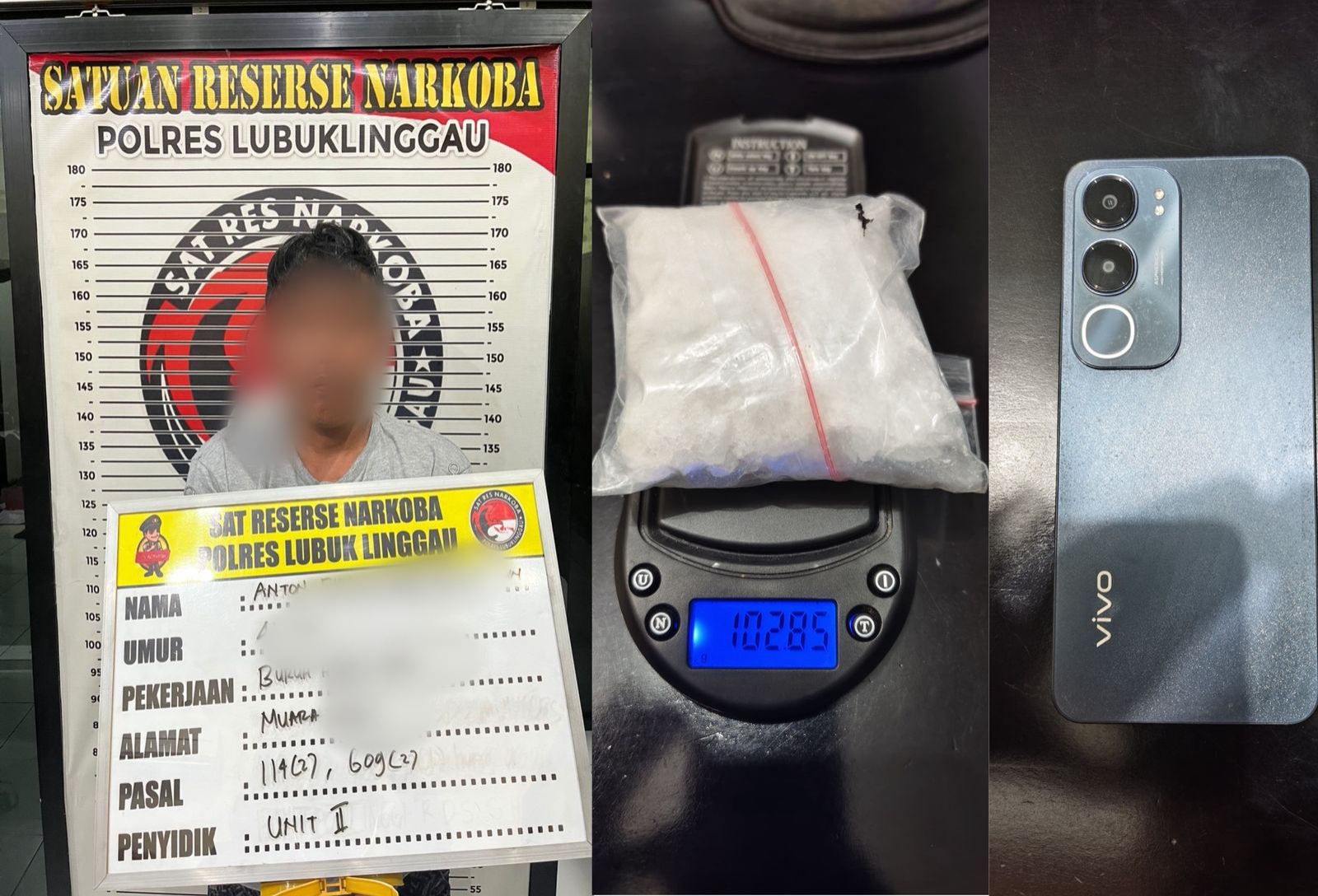Polda Sumsel Tangkap Terduga Pengedar Narkoba Lintas Kabupaten, 102,85 Gram Sabu Disita
