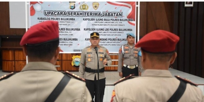 Sertijab Digelar, Kapolres Bulukumba Ingatkan Pentingnya Adaptasi dan Kinerja Optimal