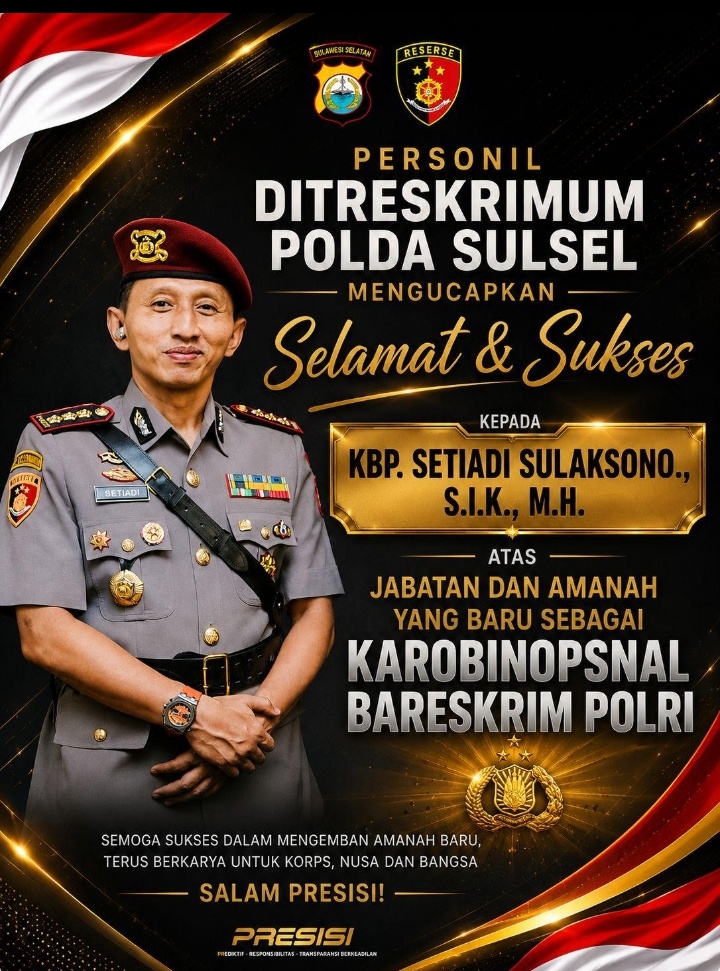 Personel Ditreskrimum Polda Sulsel Sampaikan Selamat atas Jabatan Baru Kombes Setiadi Sulaksono